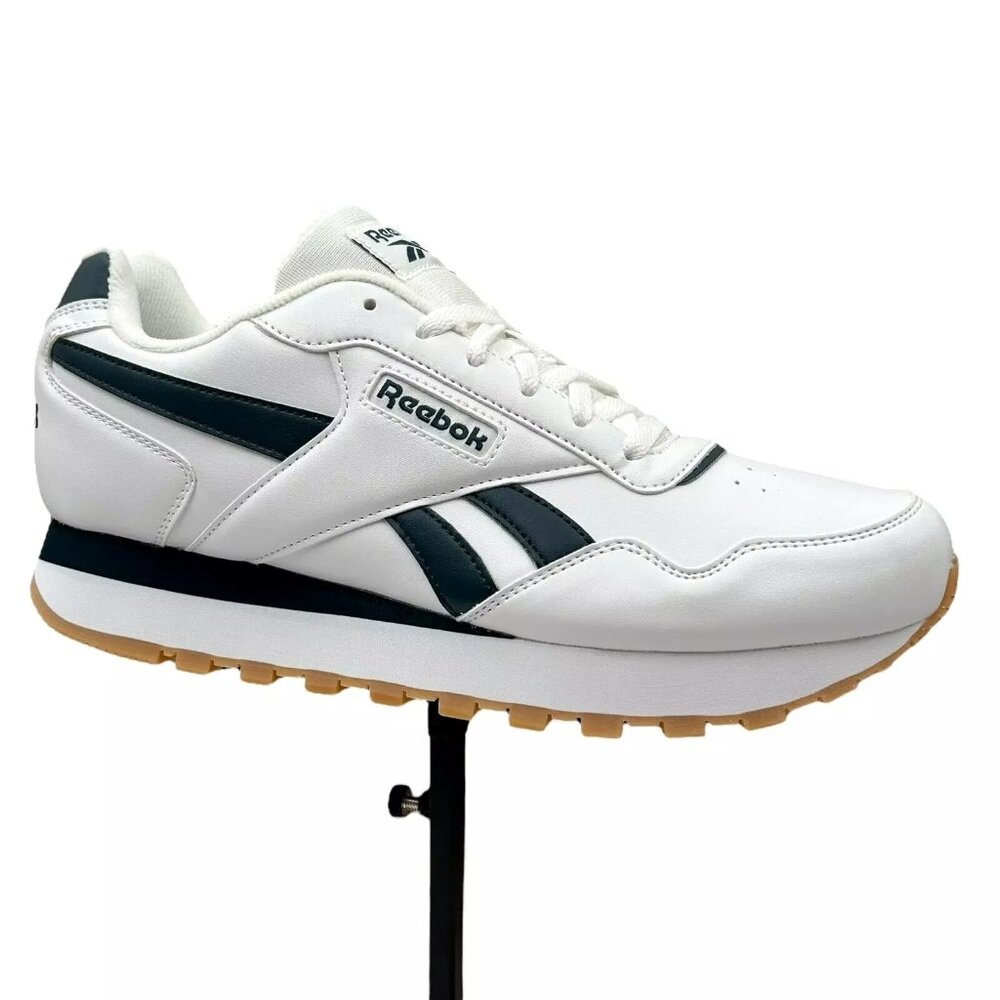 Reebok Harman Run Men's Classic Style Sneakers Sz 10.5 White/Navy Blue Ortholite